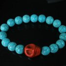 Wholesale 12pcs Turquoise Red Skull Bead Baby Blue Veins Ball Beads Stretch Bracelet ZZ229