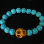 Wholesale 12pcs Turquoise Orange Skull Bead Baby Blue Veins Ball Beads Stretch Bracelet ZZ232