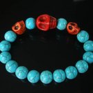 Wholesale 12pcs Turquoise Red Skull Bead Baby Blue Veins Ball Beads Stretch Bracelet ZZ235