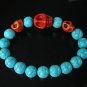 Wholesale 12pcs Turquoise Red Skull Bead Baby Blue Veins Ball Beads Stretch Bracelet ZZ235