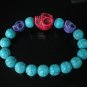 Wholesale 12pcs Turquoise Hot Pink Purple Skull Bead Baby Blue Veins Ball Stretch Bracelet ZZ243