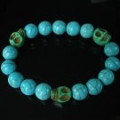 Wholesale 12pcs Turquoise Green Skull Bead Baby Blue Veins Ball Beads Stretch Bracelet ZZ246