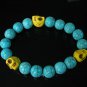 Wholesale 12pcs Turquoise Yellow Skull Bead Baby Blue Veins Ball Beads Stretch Bracelet ZZ252