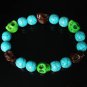Wholesale 12pcs Turquoise Green Brown Skull Beads Baby Blue Veins Ball Beads Stretch Bracelet ZZ258