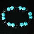 Wholesale 12pcs Turquoise Black Skull Beads Baby Blue Veins Ball Beads Stretch Bracelet ZZ274