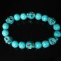Wholesale 12pcs Turquoise Baby Blue Skull Beads Baby Blue Veins Beads Stretch Bracelet ZZ276