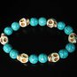Wholesale 12pcs Turquoise White Skull Beads Baby Blue Veins Ball Beads Stretch Bracelet ZZ278