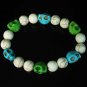 Wholesale 12pcs Turquoise Baby Blue Green Skull White Veins Beads Stretch Bracelet ZZ282