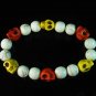 Wholesale 12pcs Turquoise Colorful Red Yellow Skull White Veins Beads Stretch Bracelet ZZ295