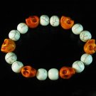 Wholesale 12pcs Turquoise Colorful Orange Skull White Veins Beads Stretch Bracelet ZZ2102