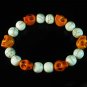 Wholesale 12pcs Turquoise Colorful Orange Skull White Veins Beads Stretch Bracelet ZZ2102