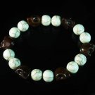 Wholesale 12pcs Turquoise Colorful Brown Skull White Veins Beads Stretch Bracelet ZZ2105