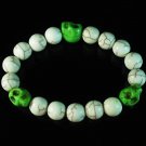 Wholesale 12pcs Turquoise Colorful Green Skull White Veins Beads Stretch Bracelet ZZ2108