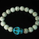 Wholesale 12pcs Turquoise Colorful Baby Blue Skull White Veins Beads Stretch Bracelet ZZ2132