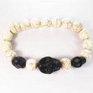 Wholesale 12pcs Turquoise Colorful Black Skull White Veins Beads Stretch Bracelet ZZ2137
