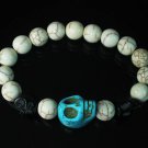 Wholesale 12pcs Turquoise Colorful Black Baby Blue Skull White Veins Beads Stretch Bracelet ZZ2140