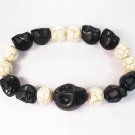 Wholesale 12pcs Turquoise Colorful Black Skull White Veins Beads Stretch Bracelet ZZ2155