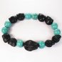 Wholesale 12pcs Turquoise Colorful Black Skull Blue Veins Beads Stretch Bracelet ZZ2159