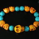 Wholesale 12pcs Turquoise Colorful Orange Skull Blue Veins Beads Stretch Bracelet ZZ2163