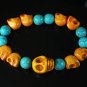 Wholesale 12pcs Turquoise Colorful Orange Skull Blue Veins Beads Stretch Bracelet ZZ2163