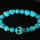 Wholesale 12pcs Turquoise Colorful Baby Blue Skull Blue Veins Beads Stretch Bracelet ZZ2167