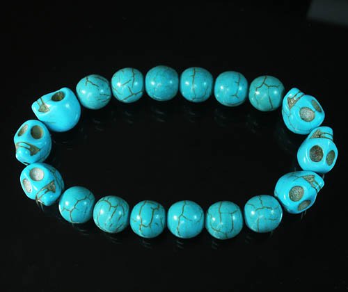 Wholesale 12pcs Turquoise Colorful Blue Skull Blue Veins Beads Stretch Bracelet ZZ2173