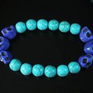 Wholesale 12pcs Turquoise Colorful Purple Skull Blue Veins Beads Stretch Bracelet ZZ2176