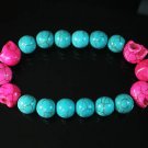 Wholesale 12pcs Turquoise Colorful Hot Pink Skull Blue Veins Beads Stretch Bracelet ZZ2177
