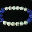 Wholesale 12pcs Turquoise Colorful Purple Skull White Veins Beads Stretch Bracelet ZZ2178