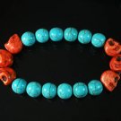 Wholesale 12pcs Turquoise Colorful Red Skull Blue Veins Beads Stretch Bracelet ZZ2179