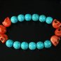 Wholesale 12pcs Turquoise Colorful Red Skull Blue Veins Beads Stretch Bracelet ZZ2179