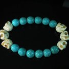Wholesale 12pcs Turquoise Colorful White Skull Blue Veins Beads Stretch Bracelet ZZ2181