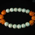 Wholesale 12pcs Turquoise Colorful Orange Skull White Veins Beads Stretch Bracelet ZZ2189