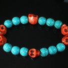 Wholesale 12pcs Turquoise Colorful Red Skull Blue Veins Beads Stretch Bracelet ZZ2193