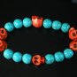 Wholesale 12pcs Turquoise Colorful Red Skull Blue Veins Beads Stretch Bracelet ZZ2193