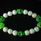 Wholesale 12pcs Turquoise Colorful Green Skull White Veins Beads Stretch Bracelet ZZ2197