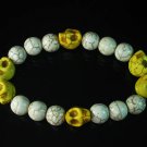 Wholesale 12pcs Turquoise Colorful Yellow Skull White Veins Beads Stretch Bracelet ZZ2203