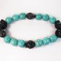 Wholesale 12pcs Turquoise Colorful Black Skull Blue Veins Beads Stretch Bracelet ZZ2204