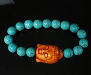 Wholesale 12pcs Turquoise Orange Buddha Baby Blue Veins Beads Bracelet ZZ2212