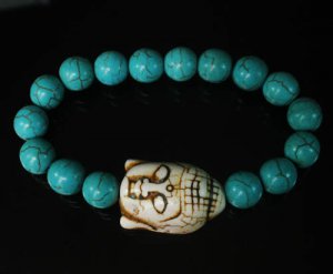 Wholesale 12pcs Turquoise White Buddha Baby Blue Veins Beads Bracelet ZZ2214