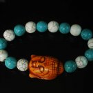 Wholesale 12pcs Turquoise Orange Buddha White Baby Blue Veins Beads Bracelet ZZ2222