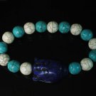 Wholesale 12pcs Turquoise Blue Buddha White Baby Blue Veins Beads Bracelet ZZ2223