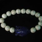 Wholesale 12pcs Turquoise Dark Blue Buddha White Veins Beads Stretch Bracelet ZZ2224