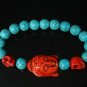 Wholesale 12pcs Turquoise Red Buddha Skull Blue Veins Beads Stretch Bracelet ZZ2239