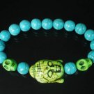 Wholesale 12pcs Turquoise Green Buddha Skull Blue Veins Beads Stretch Bracelet ZZ2244