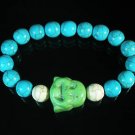 Wholesale 12pcs Turquoise Green Smile Buddha Blue White Veins Beads Stretch Bracelet ZZ2310