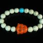 Wholesale 12pcs Turquoise Orange Smile Buddha Blue White Veins Beads Stretch Bracelet ZZ2312