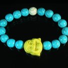 Wholesale 12pcs Turquoise Yellow Smile Buddha Blue White Veins Beads Stretch Bracelet ZZ2323