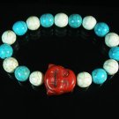 Wholesale 12pcs Turquoise Red Smile Buddha Blue White Veins Beads Stretch Bracelet ZZ2328