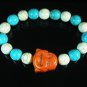 Wholesale 12pcs Turquoise Orange Smile Buddha Blue White Veins Beads Stretch Bracelet ZZ2330